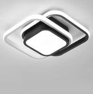 LAMPA SUFITOWA PLAFON LED CZARNA BIAŁY KWADRATOWA 6000K 32W DO SALONU
