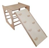 Kostka wspinaczkowa drewno dla dzieci Box Plus + zjeżdżalnia drewniana