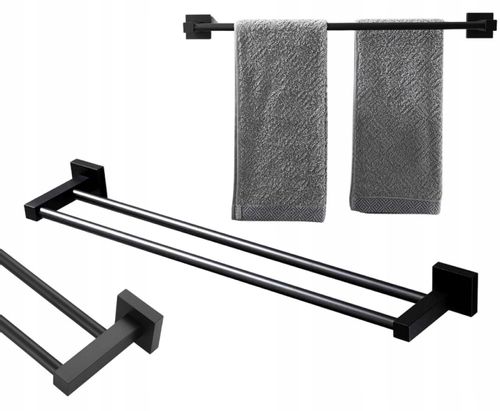 Wieszak Ścienny Łazienkowy Na Ręczniki Czarny 40Cm na Arena.pl