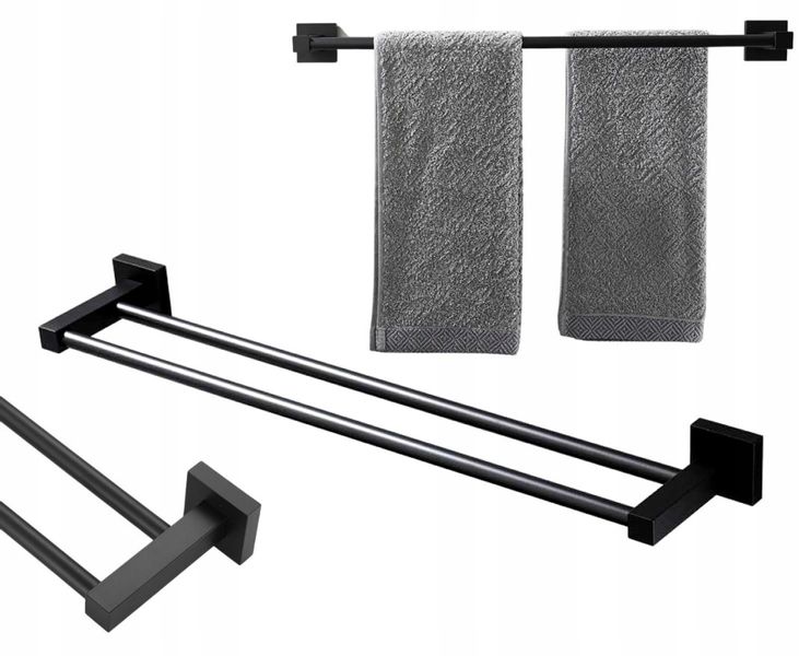 Wieszak Ścienny Łazienkowy Na Ręczniki Czarny 40Cm zdjęcie 7