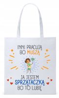 Torba Biała Eco Shopper Dla Sprzątaczki Prezent Z Nadrukiem Ze Zdjęciem