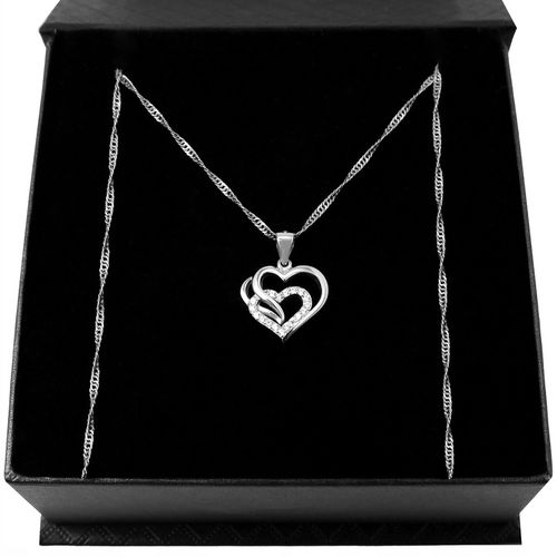 SREBRNY NASZYJNIK SERCE ŁAŃCUSZEK Z ZAWIESZKĄ SREBRO 925 + RÓŻA WIECZNA LED na Arena.pl