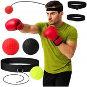 3x PIŁKA REFLEKSOWA REFLEKSÓWKA OPASKA NA GŁOWĘ ZESTAW BOKSERSKI TRENINGOWY