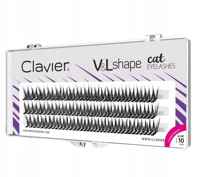 Kępki rzęs Clavier V&L Shape cat eyelashes skręt L - 10mm zdjęcie 1