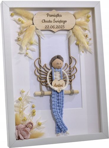 MAKRAMA RAMKA ANIOŁ PREZENT PAMIĄTKA CHRZTU ŚWIĘTEGO KOMUNII ŚWIĘTEJ na Arena.pl