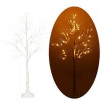 DRZEWKO BRZOZA 72LED ŚWIĄTECZNE LAMPKI ŚWIECĄCE OZDOBNE 150cm CIEPŁE BIAŁE