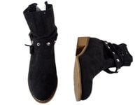 Czarne  buty damskie  zamszowe botki na klocku 37