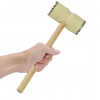 TŁUCZEK DO MIĘSA DREWNIANY DWUSTRONNY SOLIDNY MŁOTEK OKUTY KOTLETY