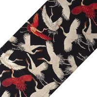 Bieżnik gobelinowy 35x160 cm czarny żurawie ptaki dekoracyjny na stół