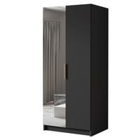 Szafa BODRUM II 100 cm z lustrem-pojemna garderoba-CZARNY+ZŁOTY