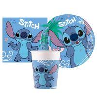 Zestaw komplet zastawy Stitch - kubeczki, talerzyki, serwetki