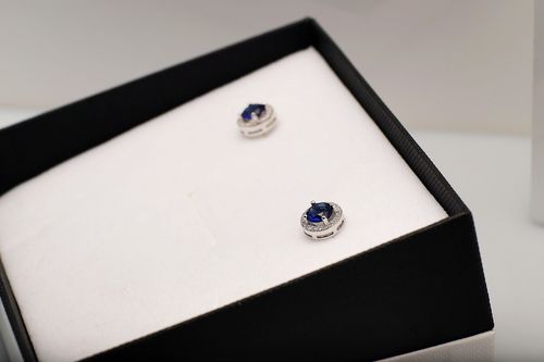 srebrne kolczyki z niebieską cyrkonią - kdk5330 na Arena.pl