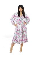 Sukienka w kwiaty z guziczkami Melinda Biała UNI