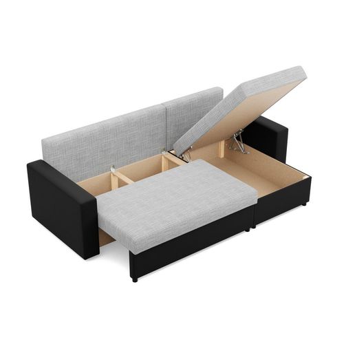 Narożnik uniwersalny, CAPERO, ekoskóra, 231cm, czarny, szary | TYLETEGOTU na Arena.pl