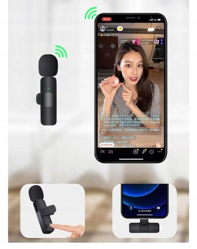 2xMIKROFON KRAWATOWY BEZPRZEWODOWY PRZYPINANY USB-C Lightning do IPhone 2w1 na Arena.pl