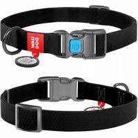 Obroża dla psa wodoodporna z paszportem QR, klamra fastex, czarna, r. M