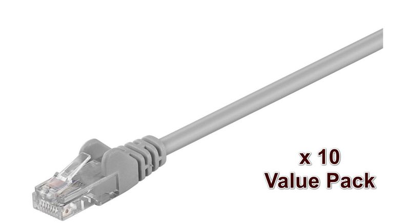 MicroConnect U/UTP CAT5e 0.5m Grey 10 Pack zdjęcie 1