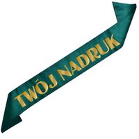 Szarfa zieleń butelkowa z Twoim nadrukiem w kolorze złotym