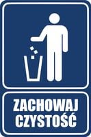 Tabliczka grawerowana informacyjna piktogram 20x15 ZACHOWAJ CZYSTOŚĆ