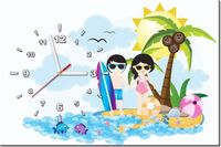 60CM 40CM ZEGAR OBRAZ WAKACJE PLAŻY DRUK PŁÓTNO RAMA