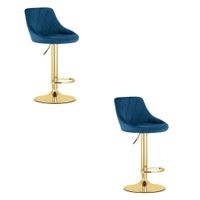 Hoker tapicerowany kuchenny granatowy ze złotą bazą 2 szt do wyspy bar