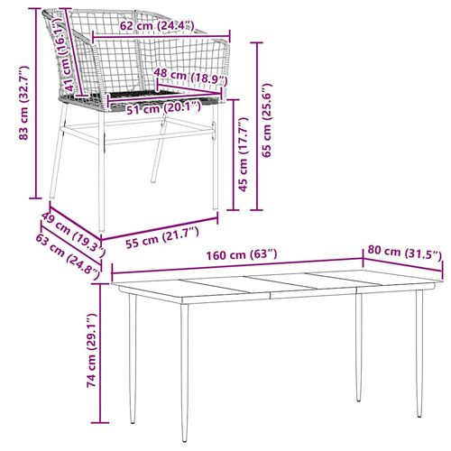 7-częściowy zestaw obiadowy do ogrodu, brązowy polirattan szkło na Arena.pl