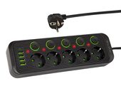 Przedłużacz sieciowy PS-550S 5-Gniazd 4xUSB 1xUSB-C 5m czarny 3x1mm