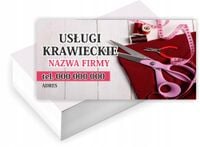 Wizytówki firmowe GOTOWY PROJEKT GRATIS 200 sztuk USŁUGI KRAWIECKIE