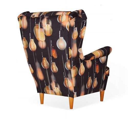 Fotel uszak ARI PRINT z podnóżkiem skandynawski  design na Arena.pl