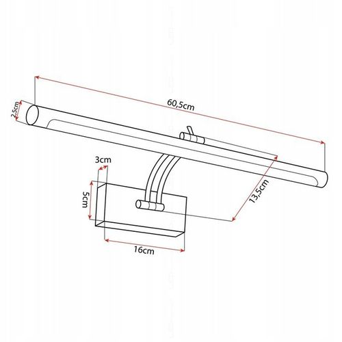 Kinkiet LED łazienkowy czarna lampa nad lustro 15W 60cm neutralna na Arena.pl