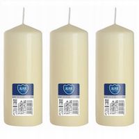 ZESTAW 3 ŚWIEC STOŁOWYCH WALEC KLASYCZNA ŚWIECZKA 15cm 48h ECRU