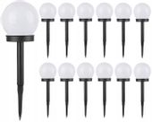 12x Lampa ogrodowa LED SOLARNA KULA BIAŁA 10 cm