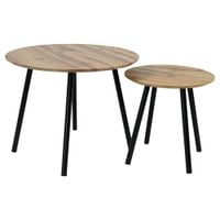 Stoliki kawowe okrągłe zestaw stolików do salonu fi 60x47 , fi 40x40 dąb