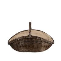 Kosz kominkowy ciemny z obszyciem jutowym 67x46 H27/40 cm