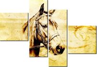 100 70CM OBRAZ 4 ELEM GŁOWA KONIA DRUK PŁÓTNO RAMA