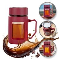 kubek bidon ze szkła na kawę herbatę z uchwytem czerwony 500 ml cup18cze