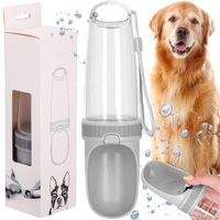 Butelka na wodę dla psa, kota z filtrem i poidełkiem 350 ml szara, przeźroczysta