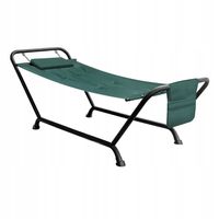 Hamak ogrodowy bujak dwunożny stelaż na taras ogród ciemnozielony 188x89cm