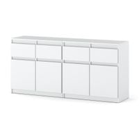 Komoda Biała Szafka 4 Szuflady 160cm Pojemna Nowoczesna Salon Sypialnia