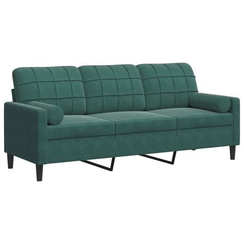 3-osobowa sofa z poduszkami, ciemnozielona, 180 cm, aksamit na Arena.pl