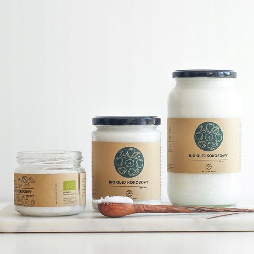 BIO Olej kokosowy 1 l Racjonalni NIERAFINOWANY tłoczony na zimno! na Arena.pl