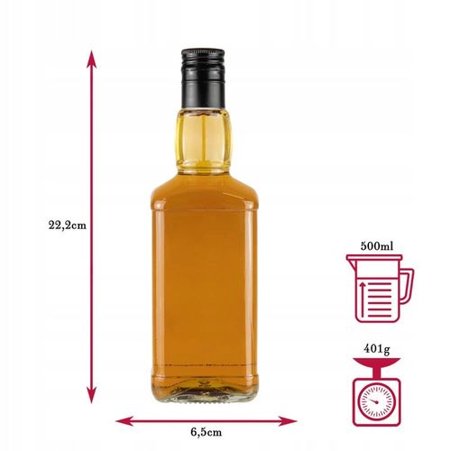 20x Butelki szklane DANIELS 0,5l nadruk BIMBER KRATOWNICA Wódka Alkohol na Arena.pl