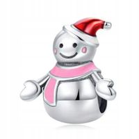 Zawieszka SREBRO 925 Charms Koralik Bałwanek Zima