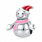 Zawieszka SREBRO 925 Charms Koralik Bałwanek Zima