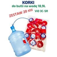 KORKI do butli na wodę 18,9L, ViO 3C-SR, ZESTAW - 20 szt, CZERWONY