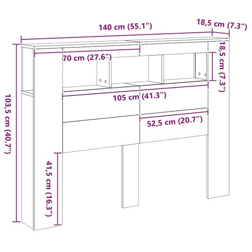Wezgłowie łóżka z LED, dąb artisan, 140x18,5x103,5 cm na Arena.pl