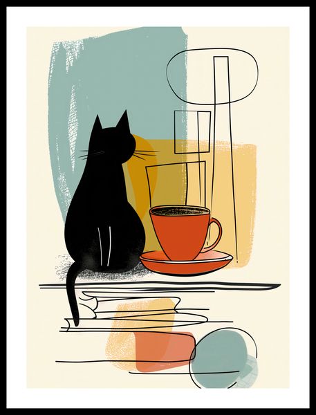 Plakat 40x55cm Kot i Kawa zdjęcie 3
