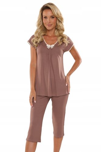 Piżama damska z wiskozy De Lafense Visa 884 mocca L 40 na Arena.pl