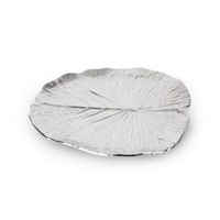 Patera dekoracyjna z wytłoczeniami Liść KALINA 27x27x2 srebrna
