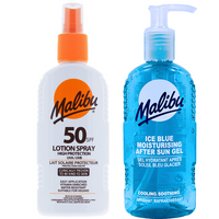 Malibu Wodoodporny Spray SPF50 200ml + Żel Po Opalaniu 200ml
